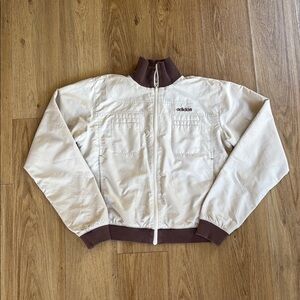 Vintage Adidas Cream Brown Windbreaker Lightweight Jacket